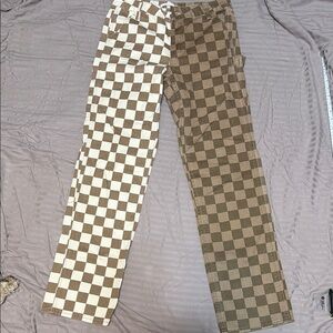 Checkered Brown and Cream PacSun jeans